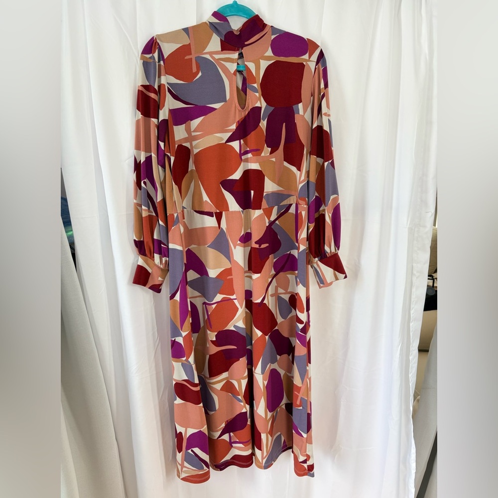 Eloquii Multicolor Abstract Long Sleeve Midi Dress